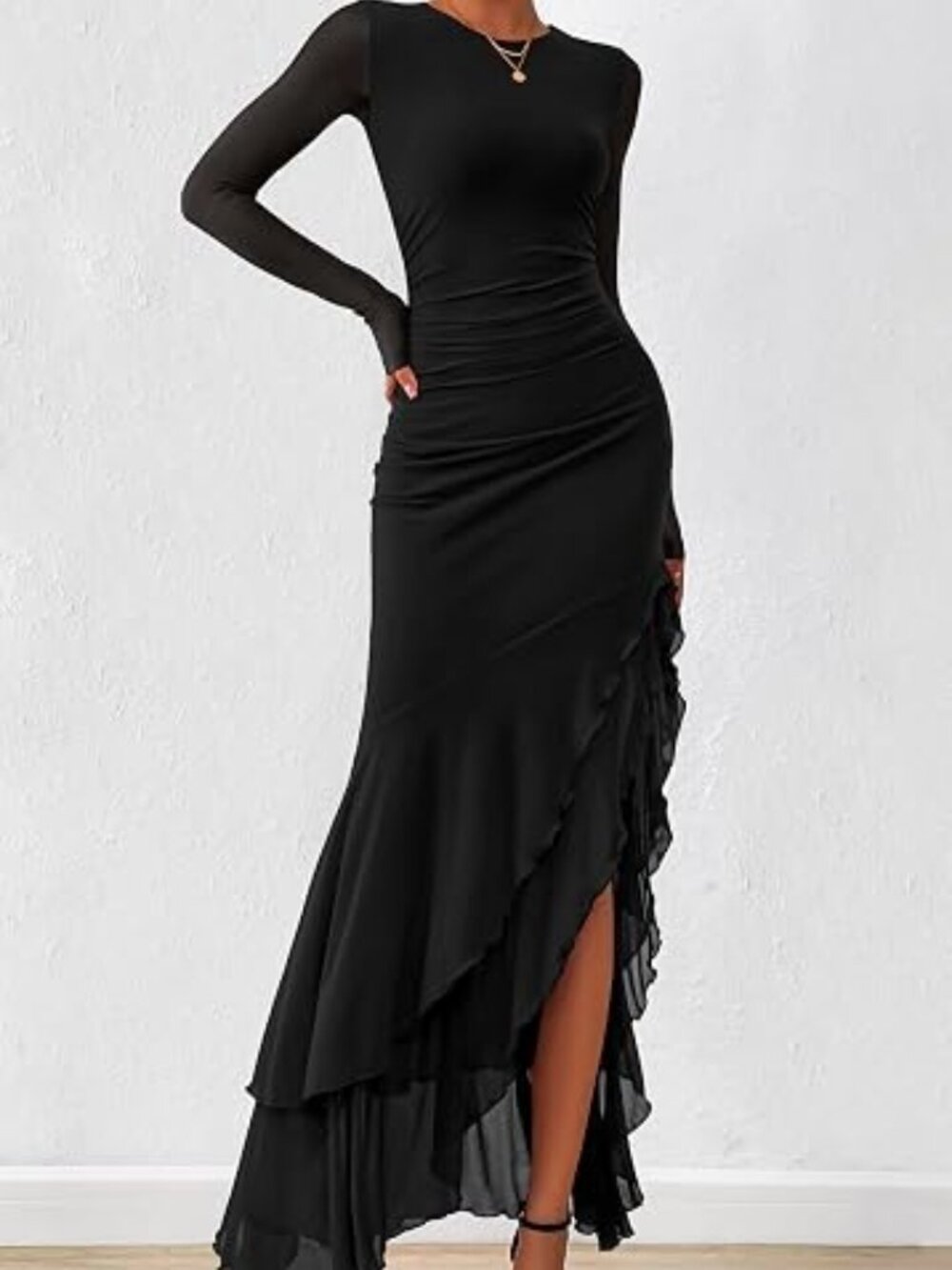 Women's Maxi Dresses Fall 2026 Long Sleeve Wedding Guest Dress